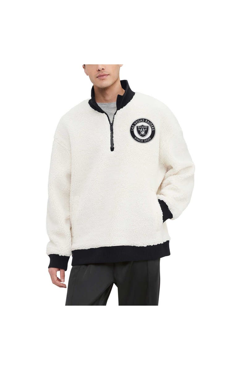 Tommy Hilfiger Men's Tommy Hilfiger  Cream Las Vegas Raiders Jordan Sherpa Quarter-Zip Sweatshirt, Main, color, Cream