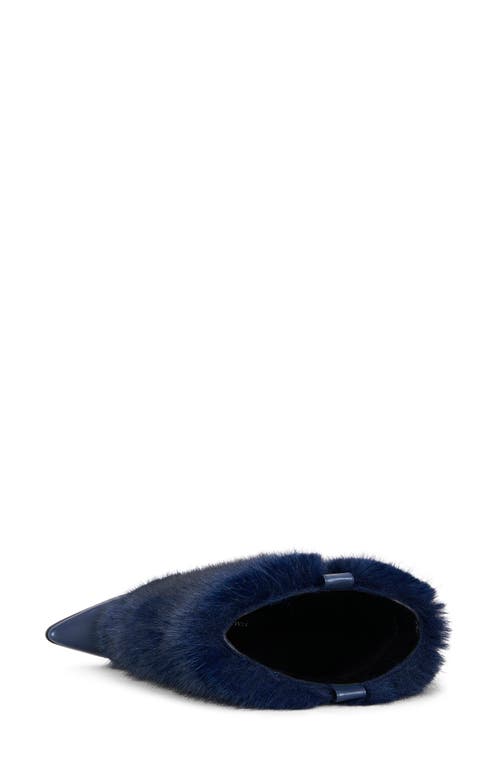 Azalea Wang Friata Faux Fur Western Boot In Blue