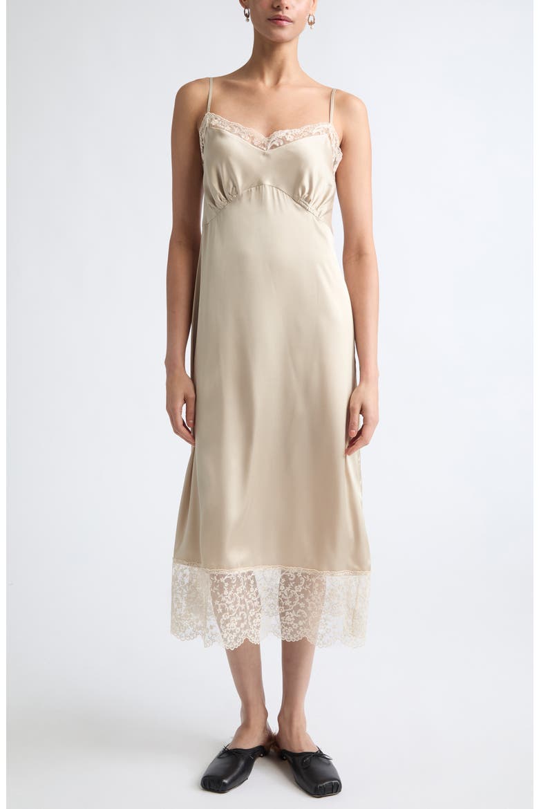 Lace Trim Slipdress, Main, color, OYSTER