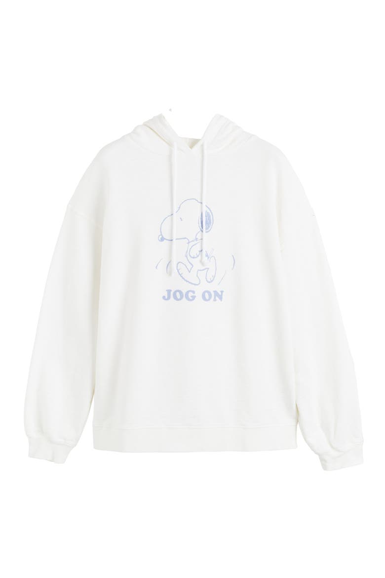 Snoopy Graphic Jog On Cotton Hoodie, Alternate, color, Cream