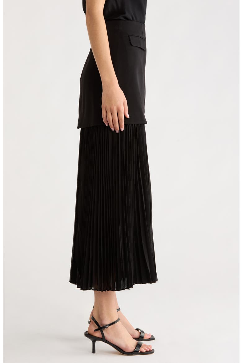 Deaile Contrast Layer Skirt, Alternate, color, BLACK