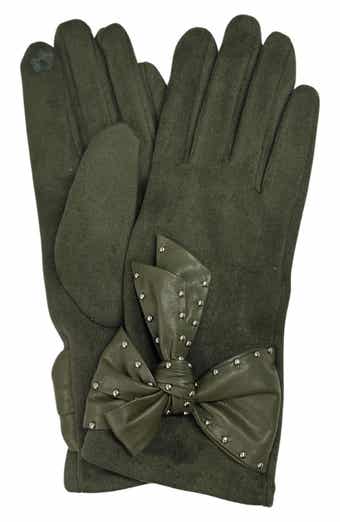 MARCUS ADLER Studded Bow Faux Suede Gloves