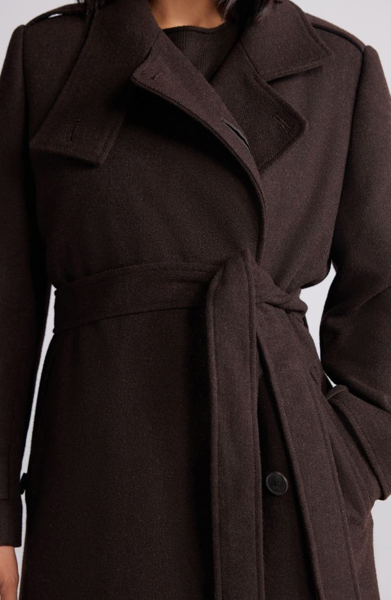 NEXT Belted Trench Coat, Alternate, color, Brown