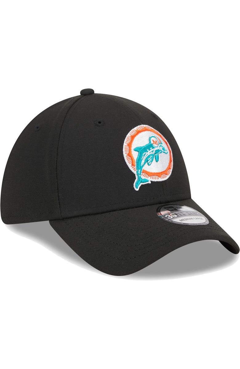 New Era Men's New Era Black Miami Dolphins Throwback Main 39THIRTY Flex Hat, Alternate, color, Black