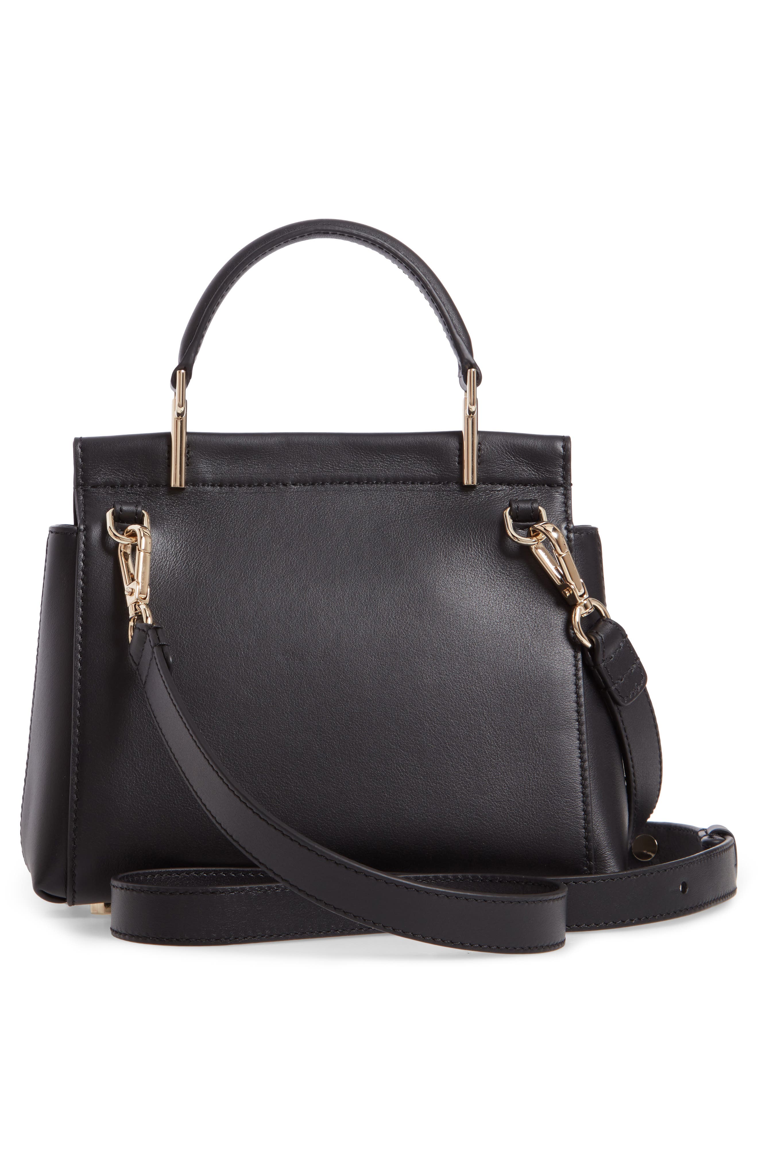 Roger Vivier Strass Flower Buckle Calfskin Top Handle Satchel, Alternate, color, 