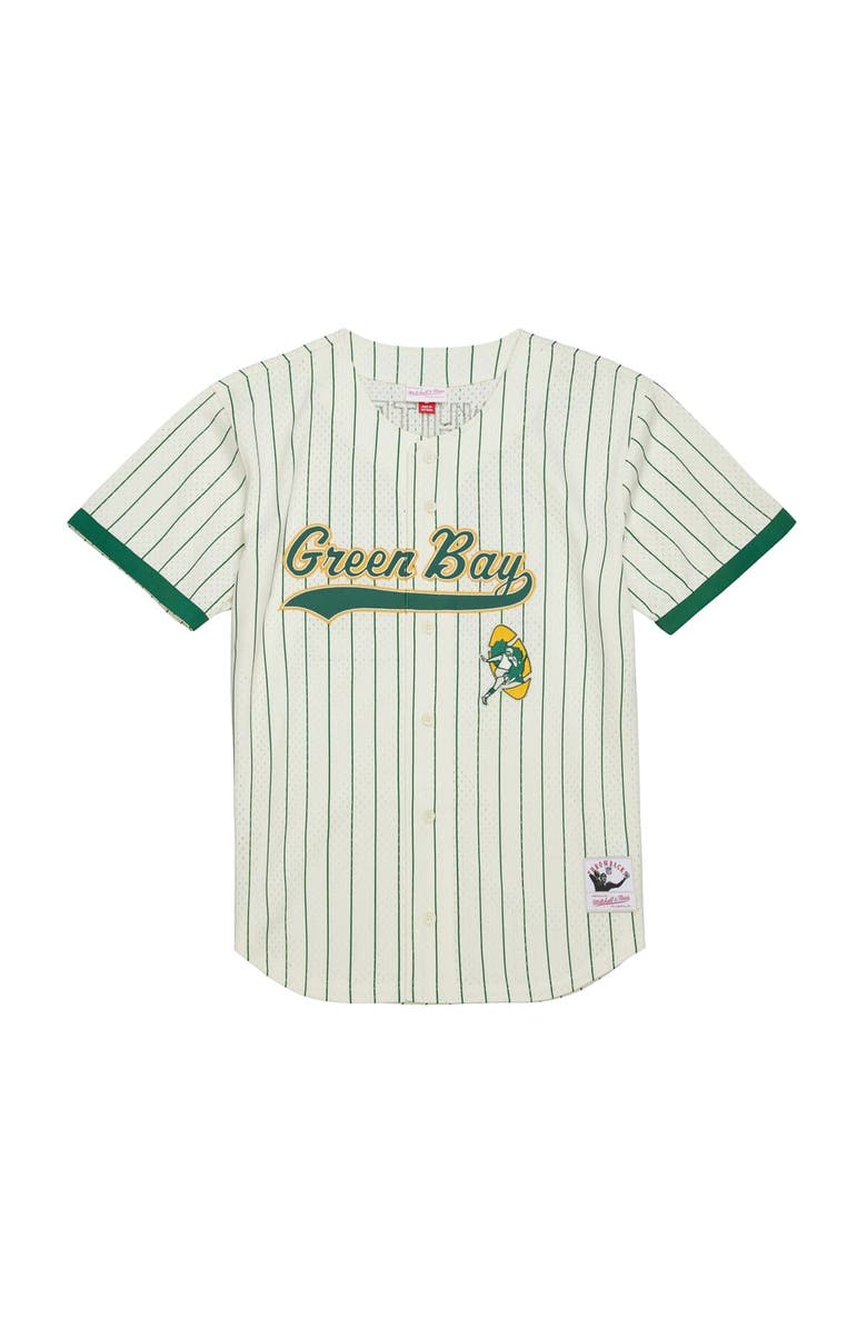 Mitchell & Ness Men's Mitchell & Ness Reggie White Cream Green Bay Packers Name & Number Mesh Button-Up Baseball Jersey, Alternate, color, Cream