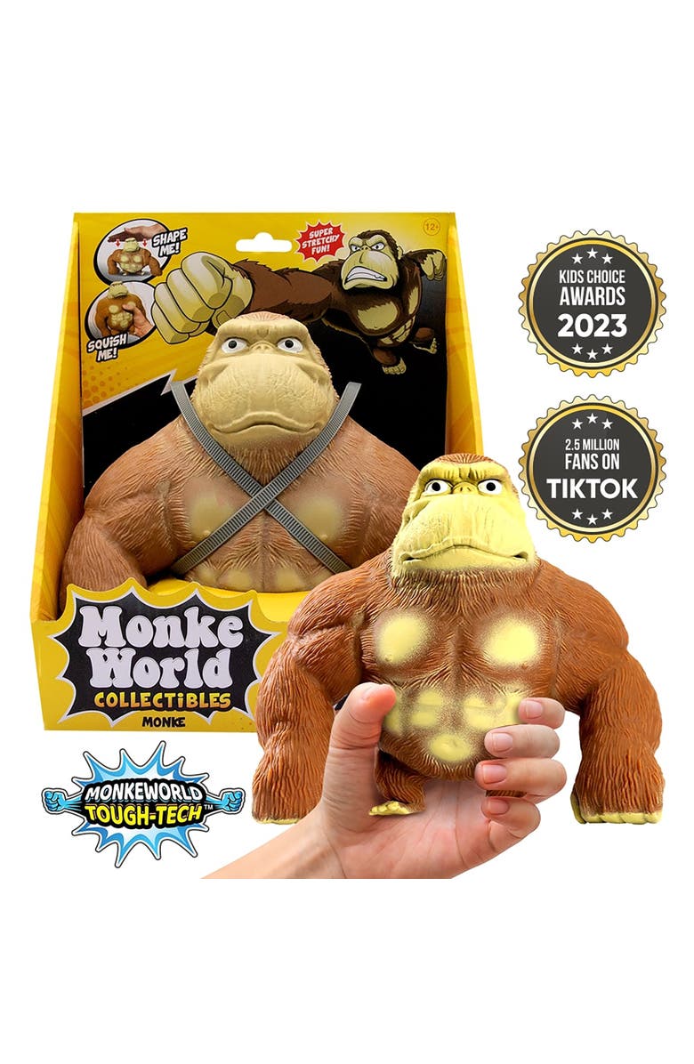 MonkeWorld Original Stretchy Monkey The Trending Squishies Fidget, Alternate, color, Brown