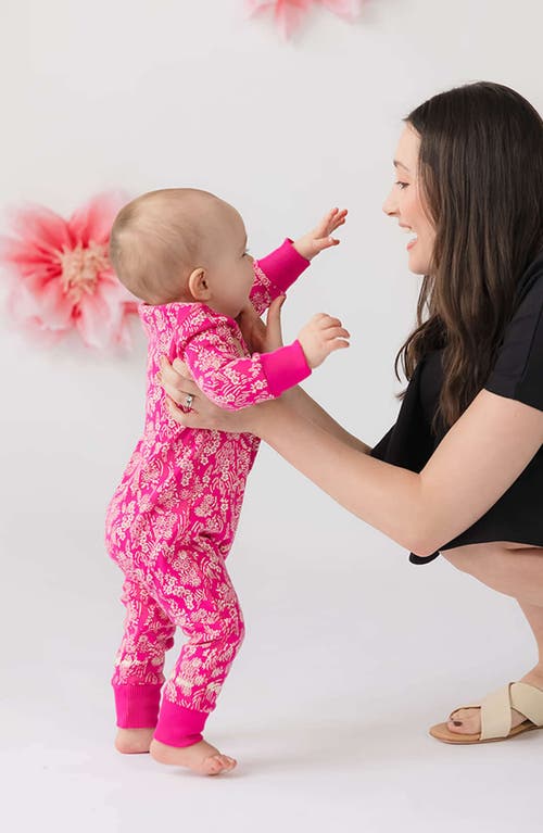 Mightly 100% Organic Cotton Print Snug Fit Baby Pajamas In Begonia