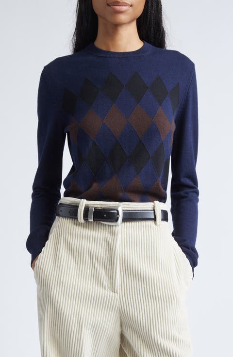 Vivian Argyle Merino Wool & Silk Sweater