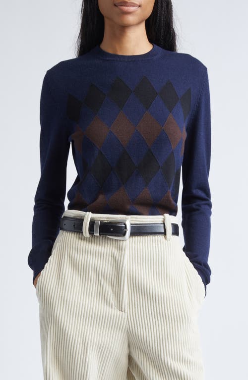 Proenza Schouler Vivian Argyle Merino Wool & Silk Sweater In Blue