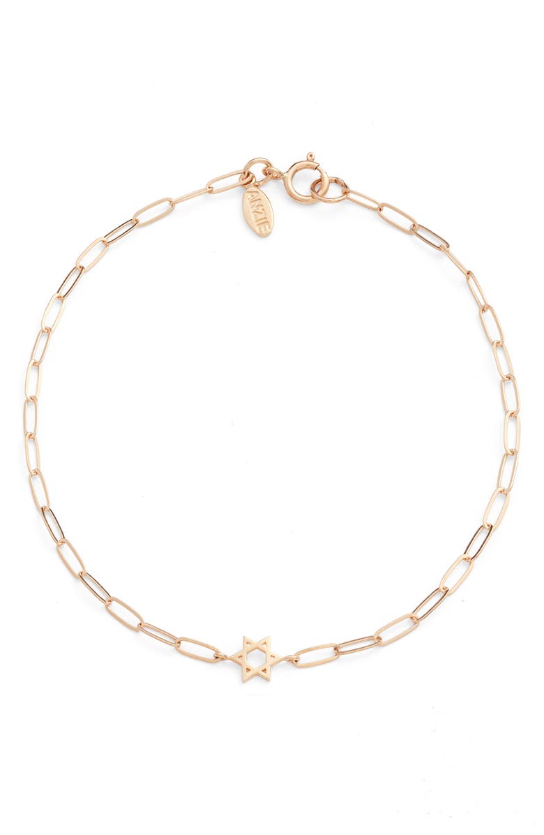 Anzie Star of David Pendant Bracelet, Main, color, Gold
