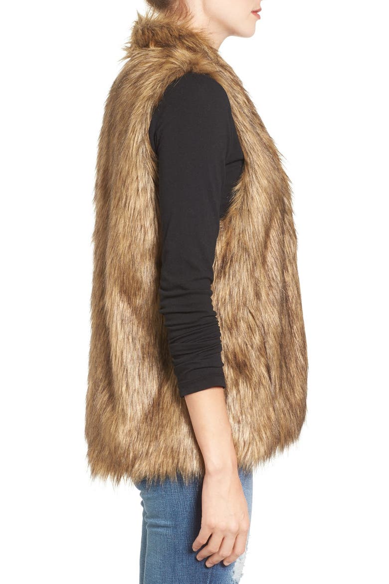 Faux Fur Vest, Alternate, color, TAN BROWN FAUX FUR