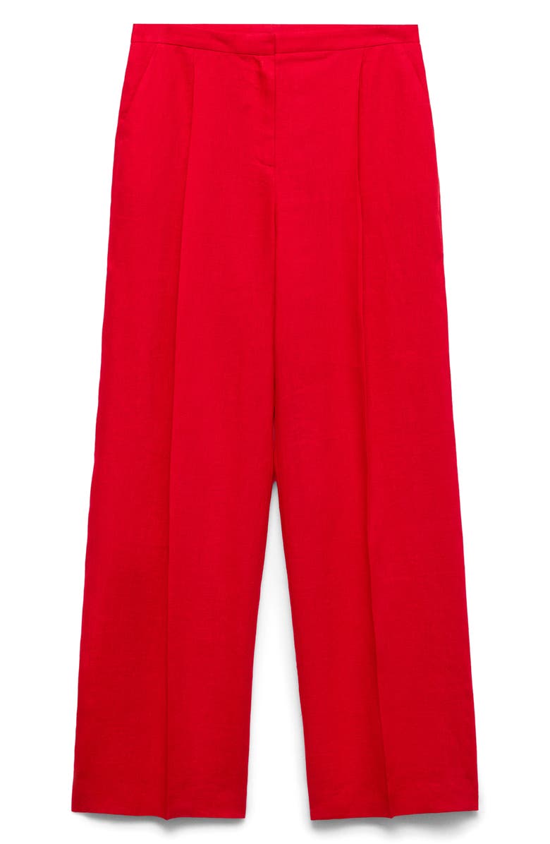 MANGO Limona Pleat Front Wide Leg Linen Pants, Alternate, color, 