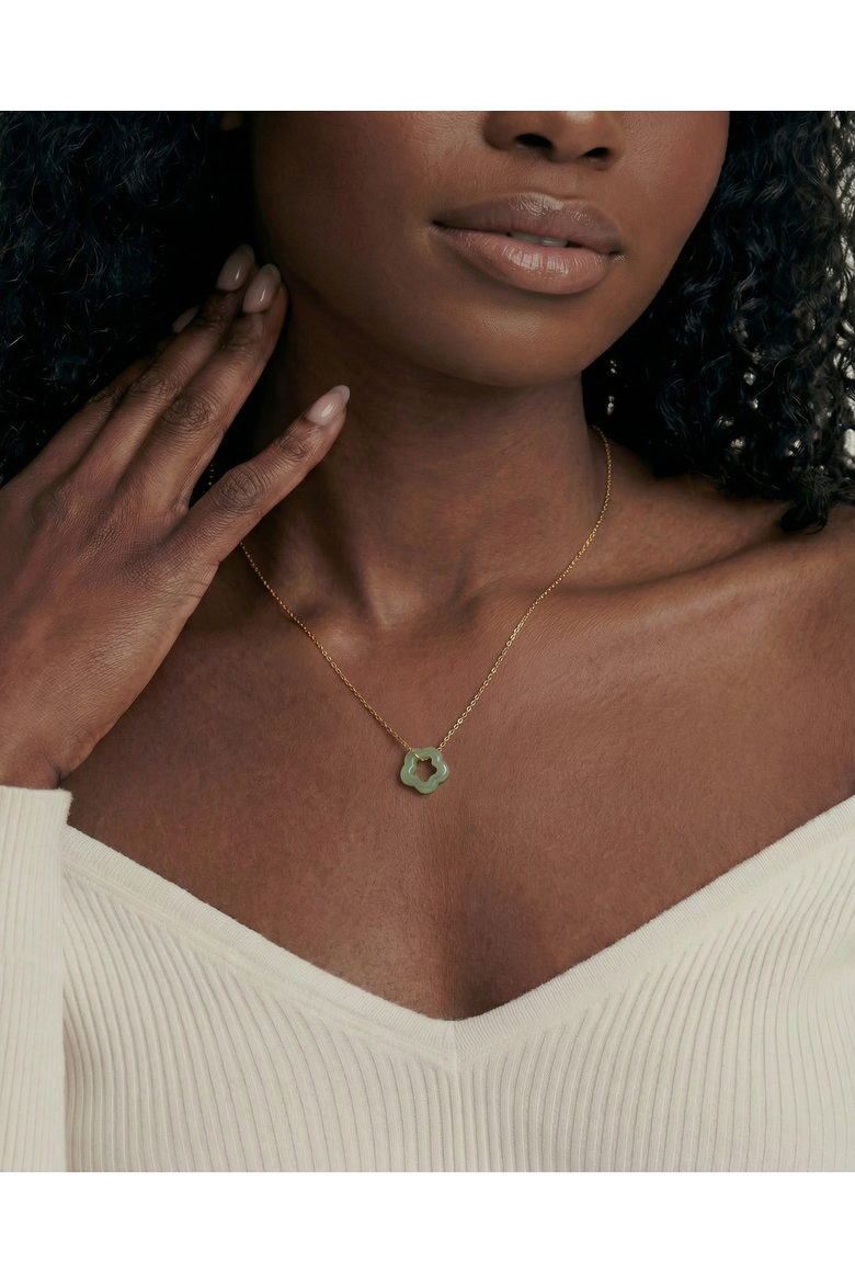 Plum blossom Green jade pendant necklace, Alternate, color, Light Green