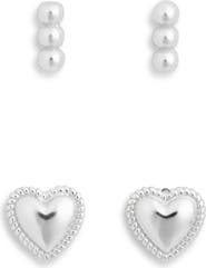 ARGENTO VIVO Set of 2 Line Bead Stud Earrings