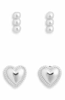 ARGENTO VIVO Set of 2 Line Bead Stud Earrings