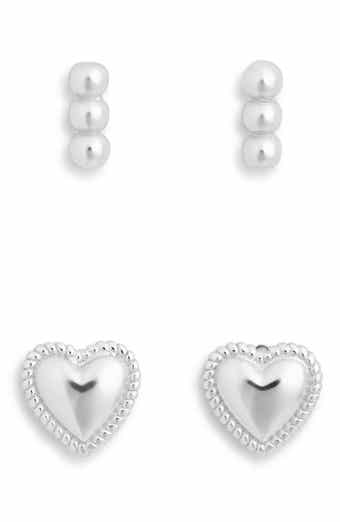 ARGENTO VIVO Set of 2 Line Bead Stud Earrings