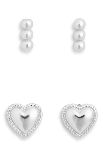 Argento Vivo Set Of 2 Line Bead Stud Earrings