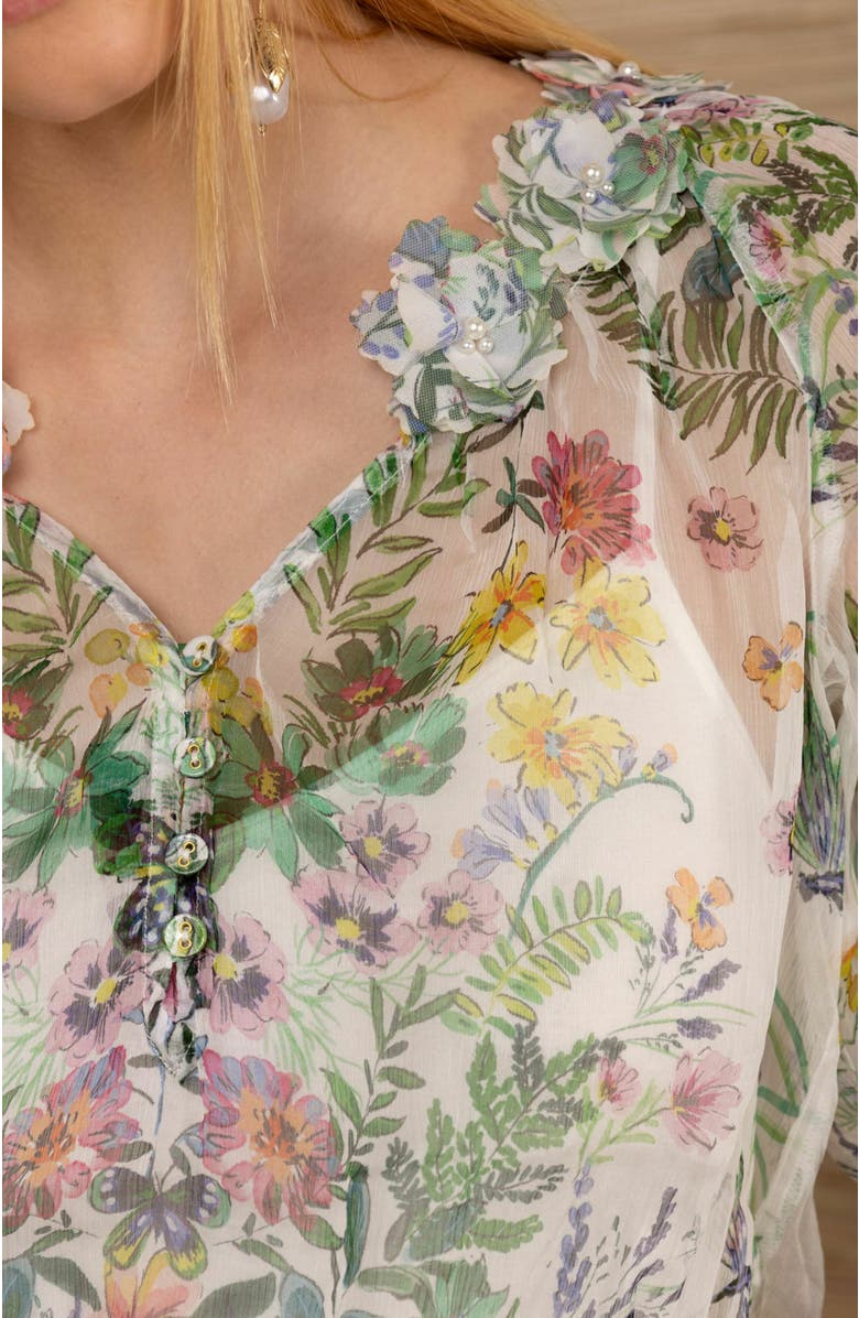 Hale Bob Monica Silk Floral Applique Top, Alternate, color, 