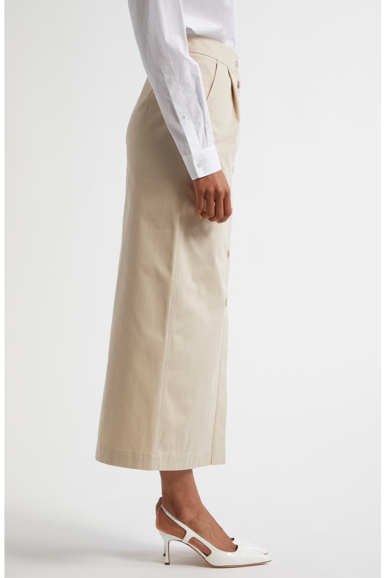 Stretch Cotton Button Front Maxi Skirt, Alternate, color, BEIGE