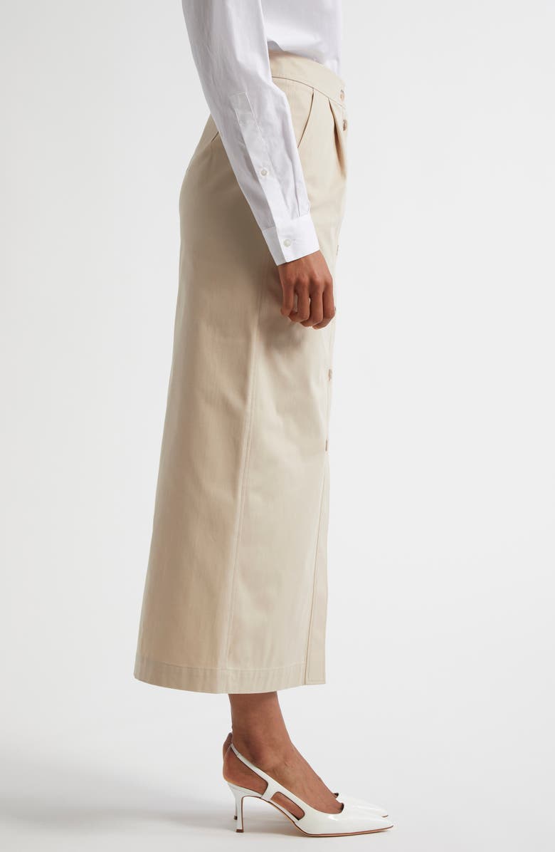 Emporio Armani Stretch Cotton Button Front Maxi Skirt, Alternate, color, Beige