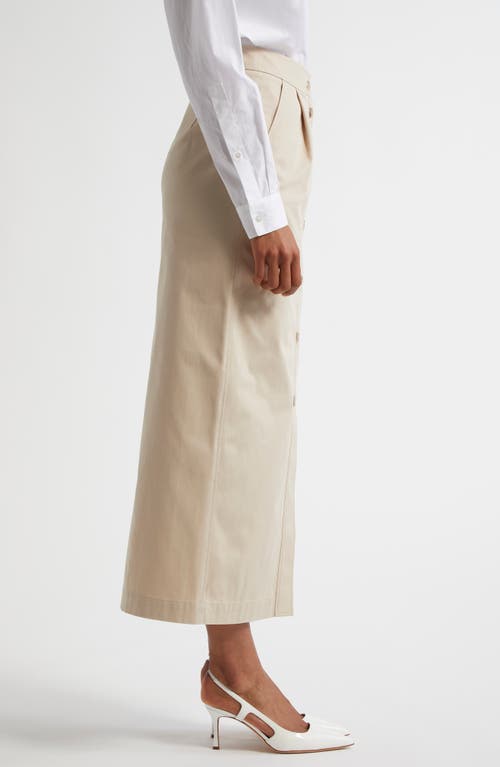 Emporio Armani Womens Pleat-front Button-down Cotton Maxi Skirt Rope In Beige