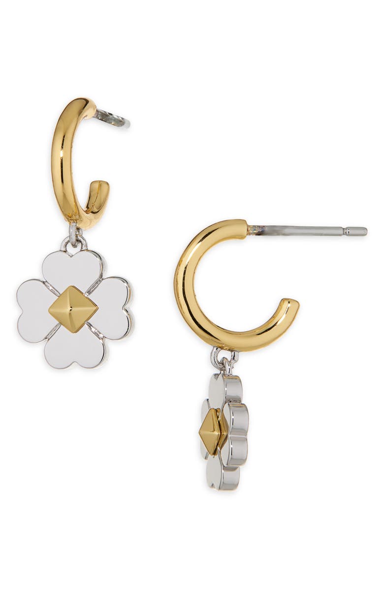 Kate Spade New York spade daisy huggie hoop earrings, Main, color, 