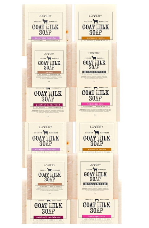 12-Pack Goat Milk Soap Bars - Natural Moisturizing Hand & Body Soap