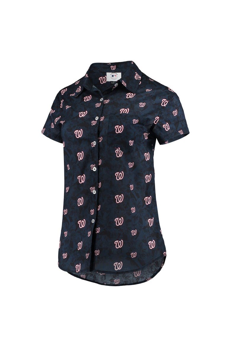 Women's FOCO Navy Washington Nationals Floral Button Up Shirt, Alternate, color, Navy