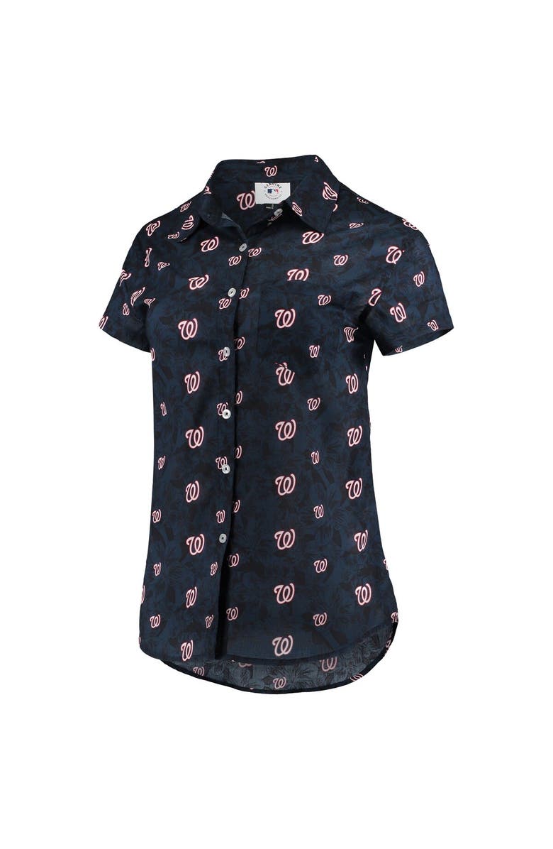 FOCO Women's FOCO Navy Washington Nationals Floral Button Up Shirt, Alternate, color, Navy