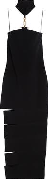 Balmain Cutout Chain Detail Rib Sweater Dress