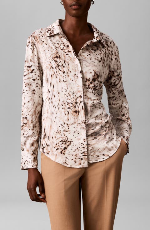 Pleated Button Front Shirt