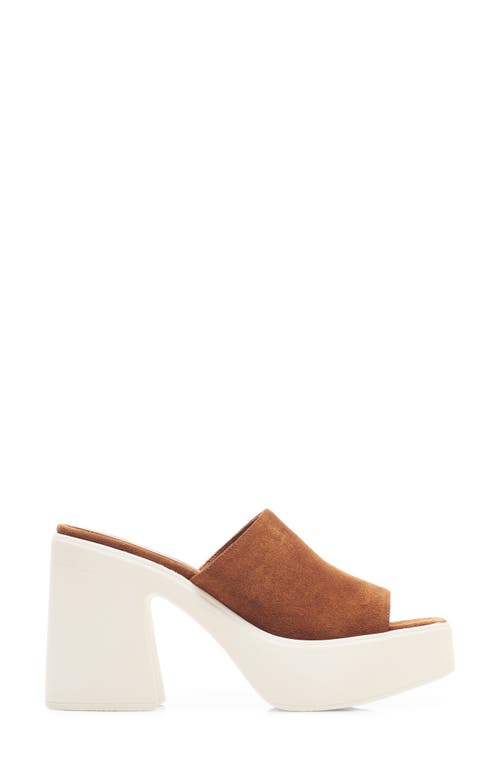 Free People Zoe Platform Slide Sandal In Tobacco Suede