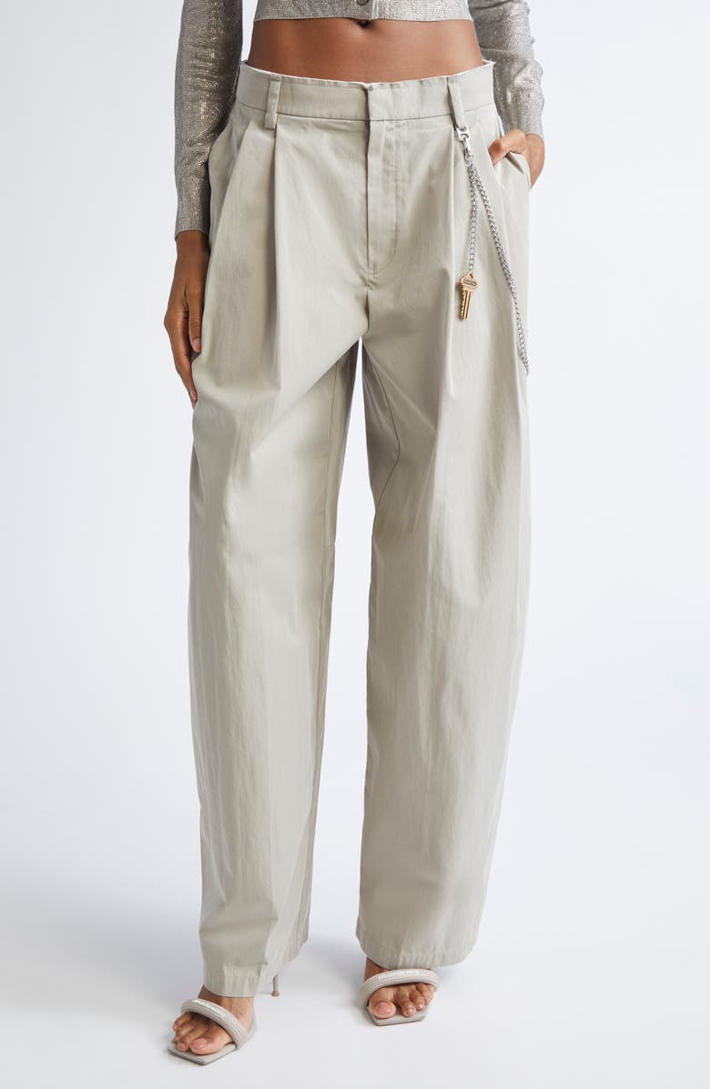 Alexander Wang Pleated Balloon Leg Trousers with Detachable Chain Detail, Main, color, Stone