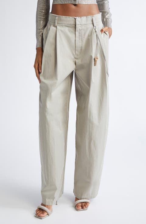 【ALEXANDER WANG】ENGINEERED TROUSERS 30 High-Waist Pleated Pant with Logo Elastic in BLACK