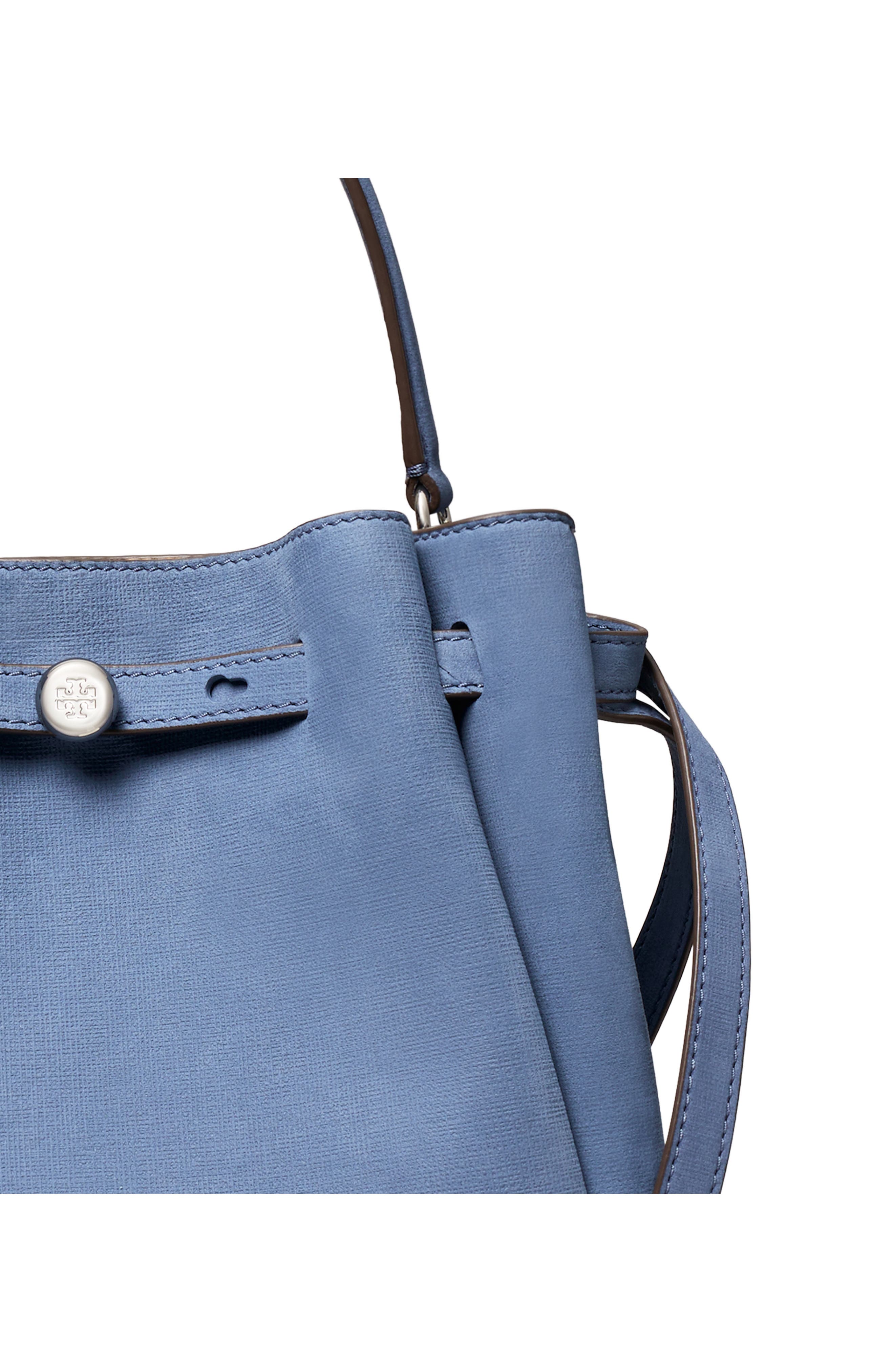Tory Burch Romy Nubuck Leather Bucket Bag, Alternate, color, Soft Blue