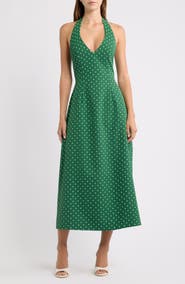 Odd Muse Polka Dot Halter Neck Midi Dress
