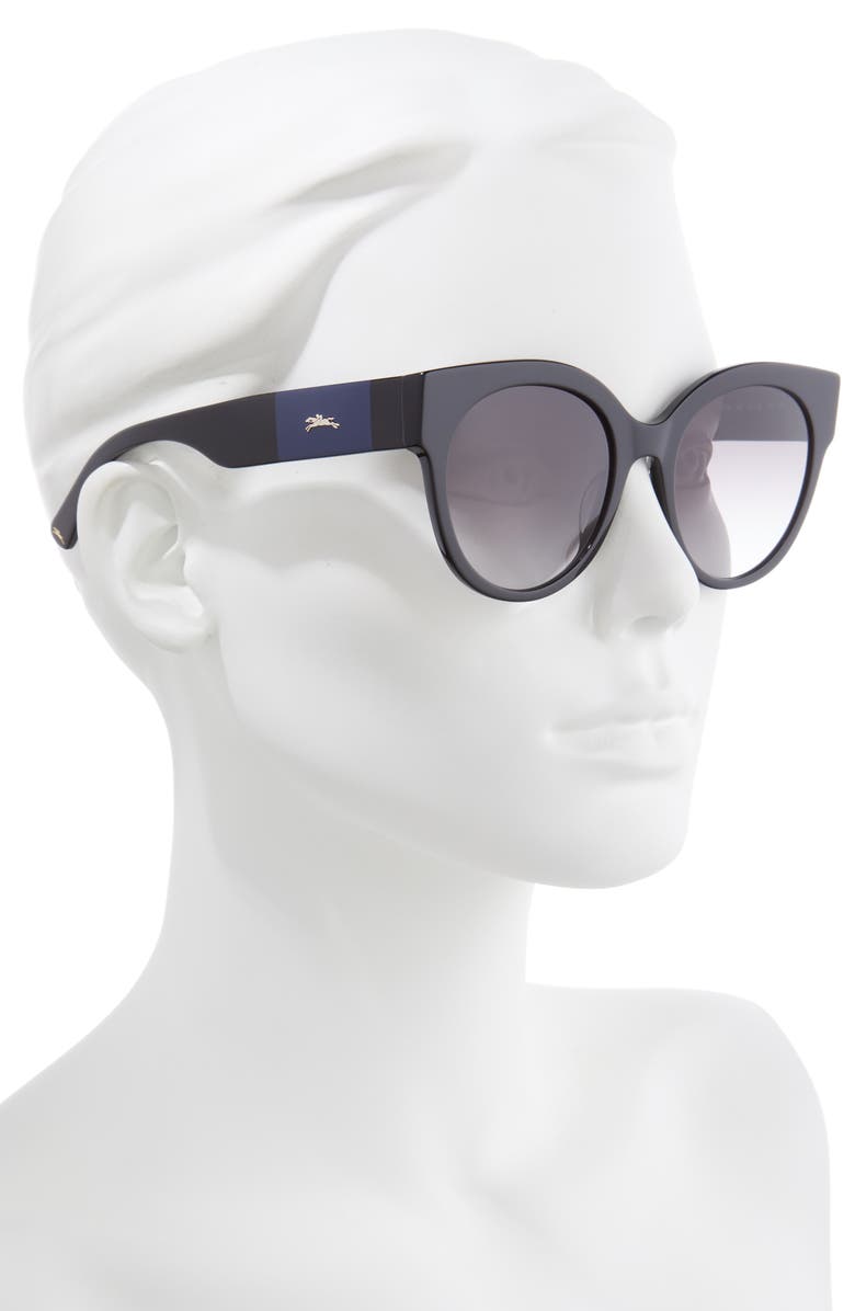 Longchamp 53mm Gradient Round Sunglasses, Alternate, color, Black/ Grey Gradient