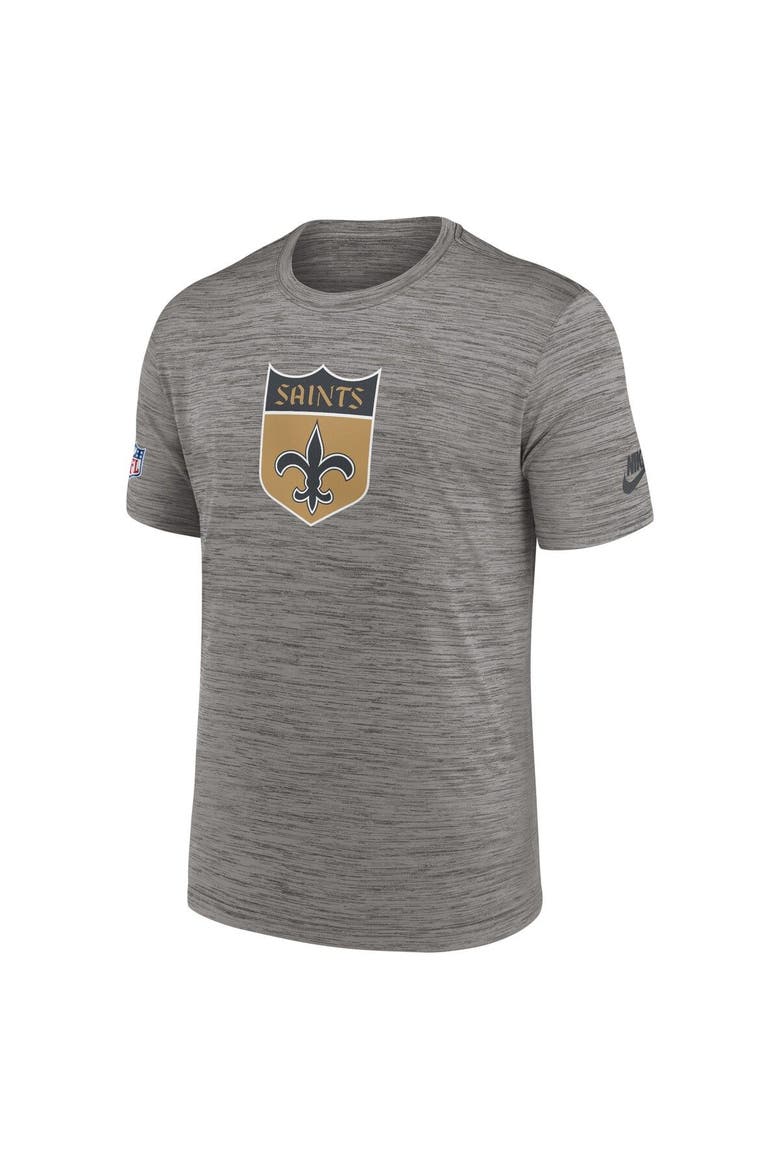 Men's Nike Heather Charcoal New Orleans Saints 2023 Sideline Alternate Logo Performance T-Shirt, Alternate, color, Heather Charcoal