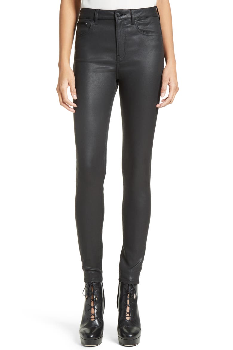 Faux Leather Skinny Jeans, Main, color, BLA01