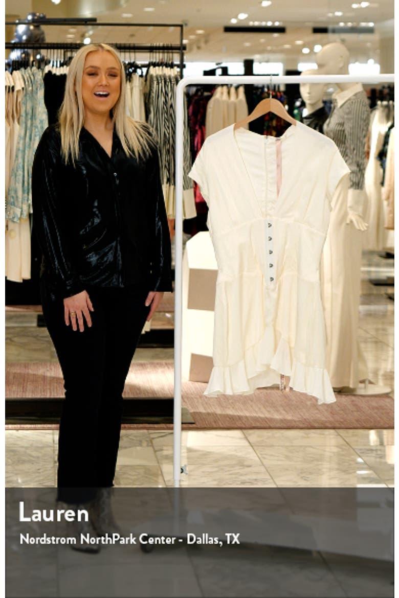 house of cb tiana corset satin dress House of Cb Tiana Corset Satin Dress in Ivory worn by Maria Georgas as seen in The Bachelor (S28E02)