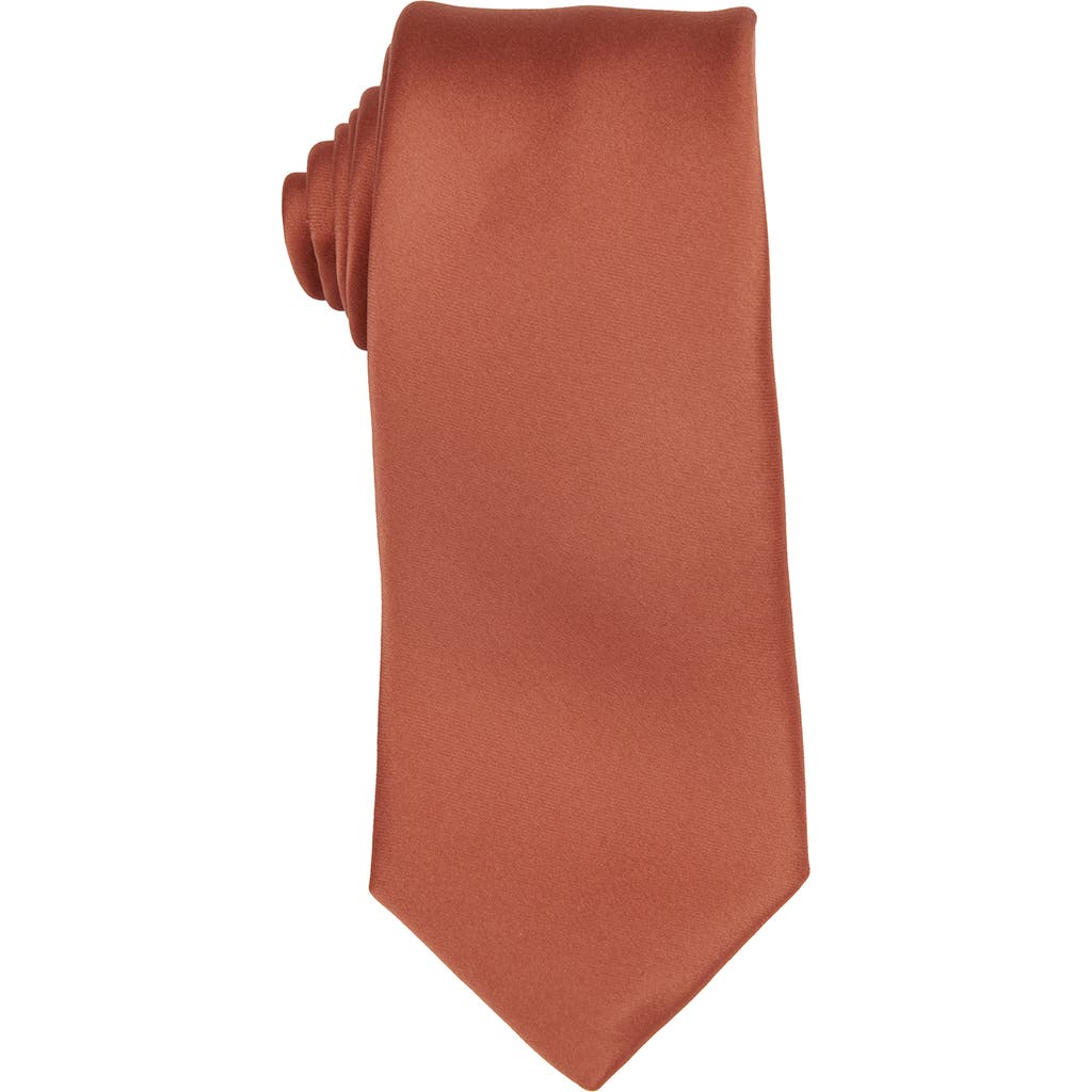 Brooklyn Brigade Solid Satin X-long Tie In Brown