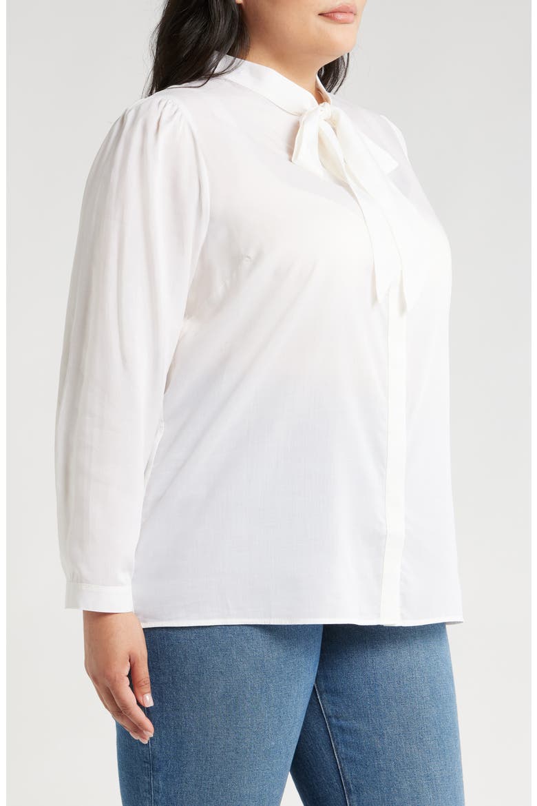 Aveline Tie Neck Button-Up Shirt, Alternate, color, IVORY