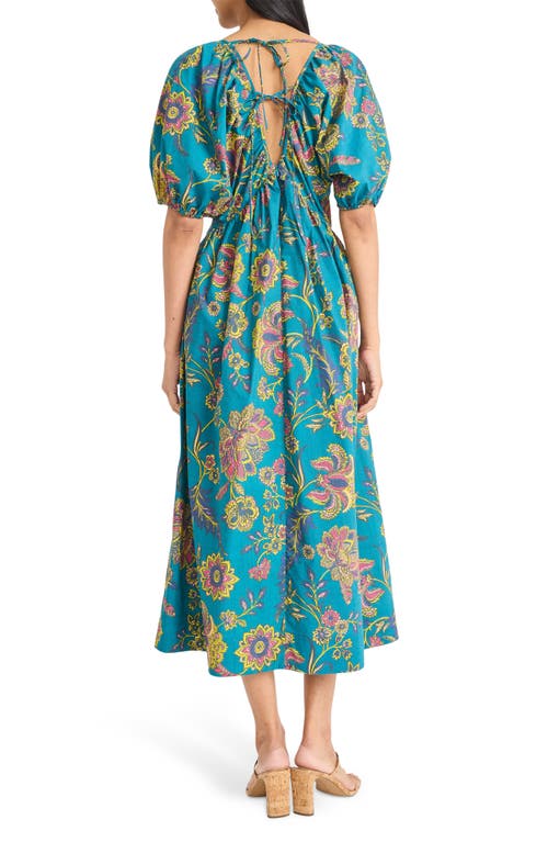 The Good Journey Puff Sleeve Maxi Dress In Green