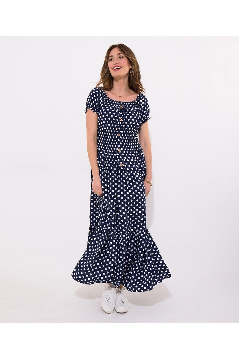 Square Neck Smocked Maxi Dress, Main, color, RETRO POLKA DOT