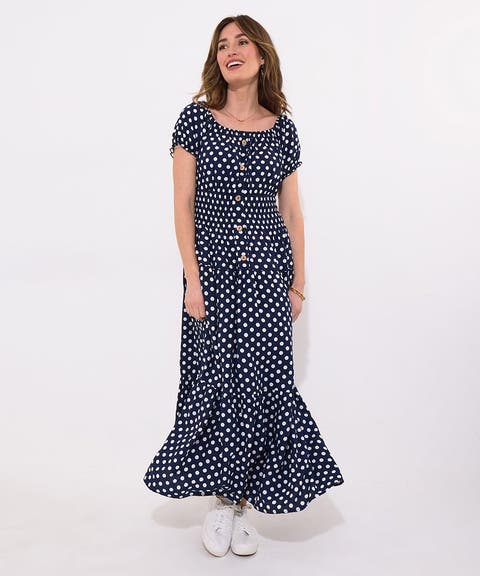 Square Neck Smocked Maxi Dress