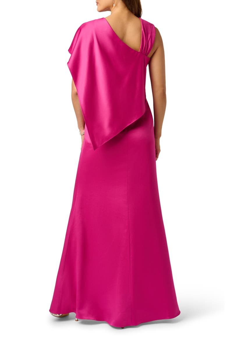 Satin Crepe Draped Gown, Alternate, color, BERRY ROSE