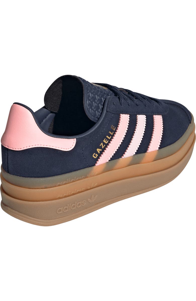 adidas Kids' Gazelle Bold Sneaker, Alternate, color, Night Indigo/ Pink/ Gold