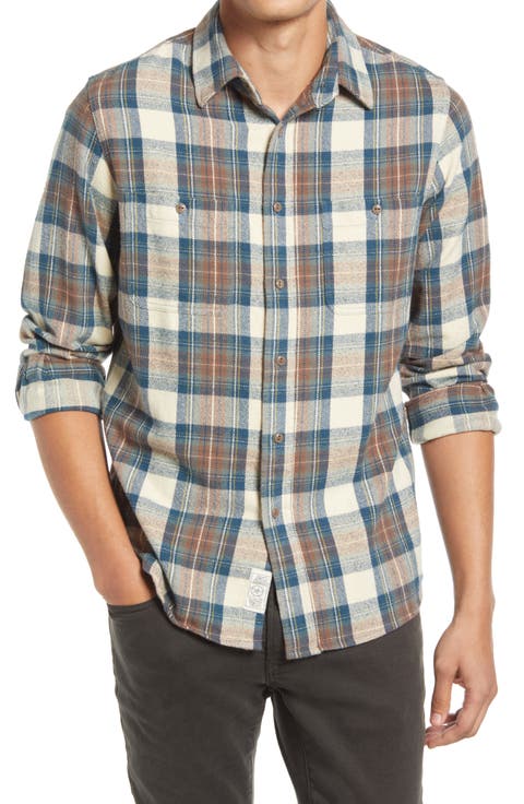 Two-Pocket Long Sleeve Flannel Button-Up Shirt