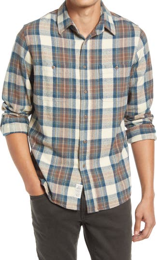 Two-Pocket Long Sleeve Flannel Button-Up Shirt